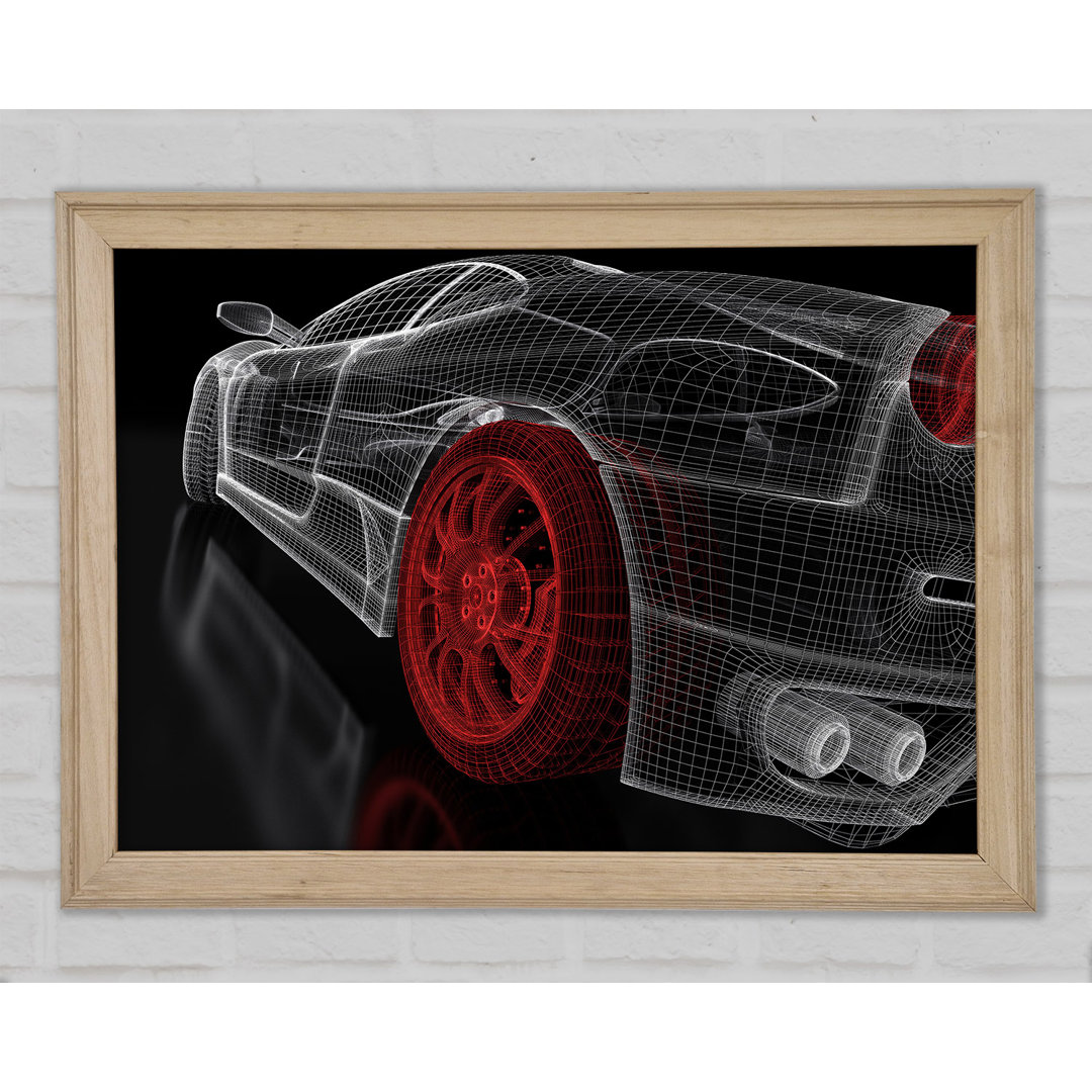 Wireframe Ferrari 2 - Einzelne Bilderrahmen Kunstdrucke