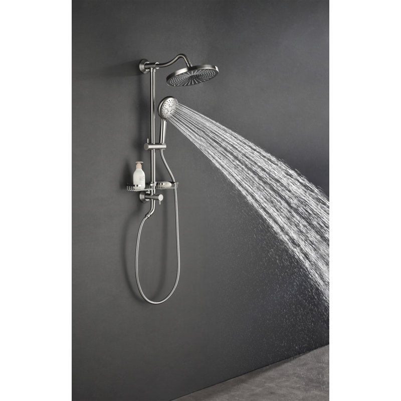 Showerspas Shower System, With 10" Rain Showerhead, 4-Function Hand Shower, Adjustable Slide Bar And Soap Dish