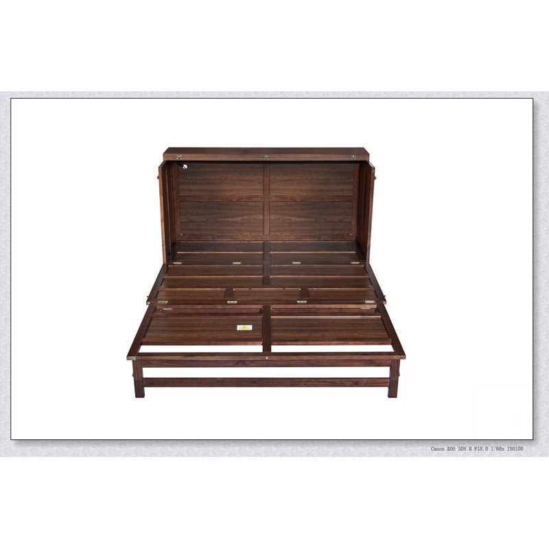 Armoire de lit escamotable Murphy avec tiroir de rangement et station de charge, port USB, cadre de lit escamotable en pin massif pour bureau à domicile, studio ou chambre d'amis