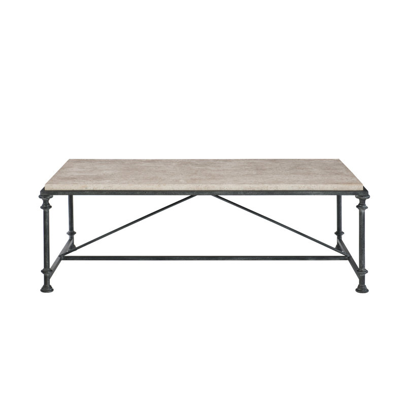 Beige and Black Rectangular Metal Cocktail Table with Storage