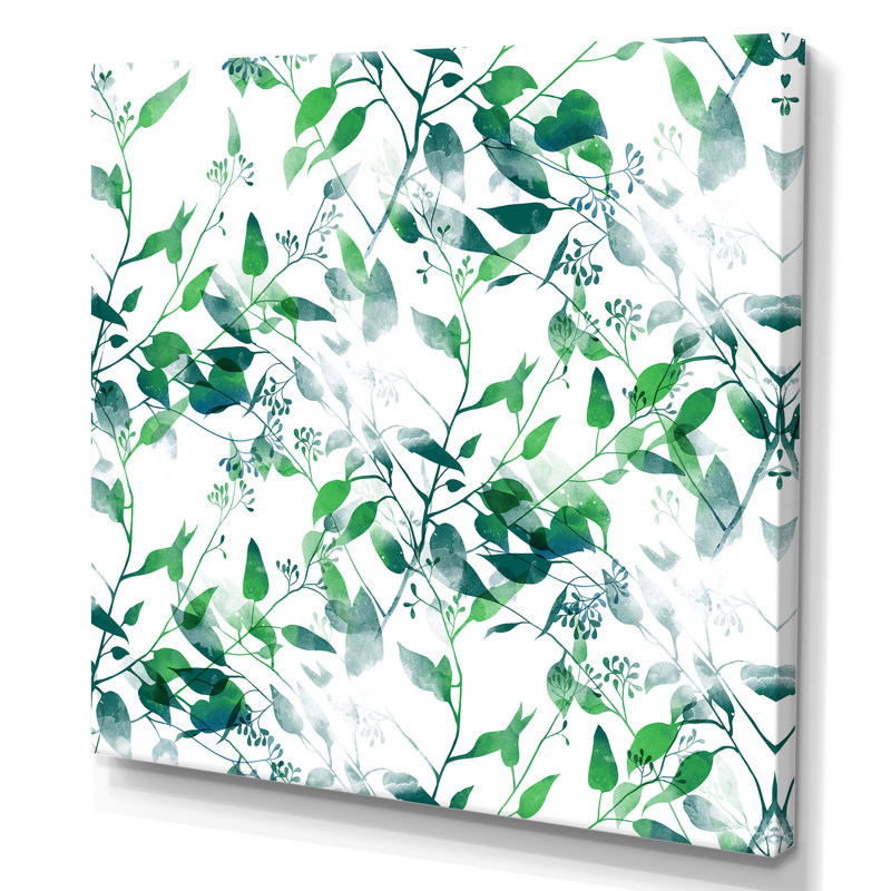 Silhouette de feuilles d'eucalyptus II - impression sur toile, Toile tendue, H 30 po x l 30 po