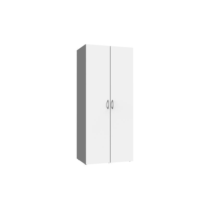 Priscille 2 Door Wardrobe, White, 185cm H x 80cm W x 54cm D