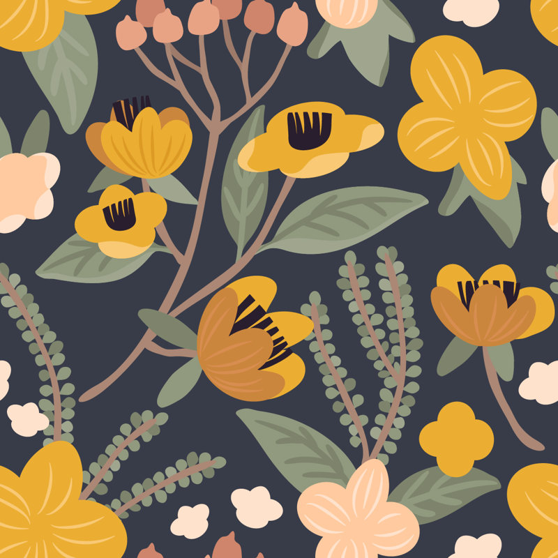 Floral Tile, 2.08' W x 18.75' L