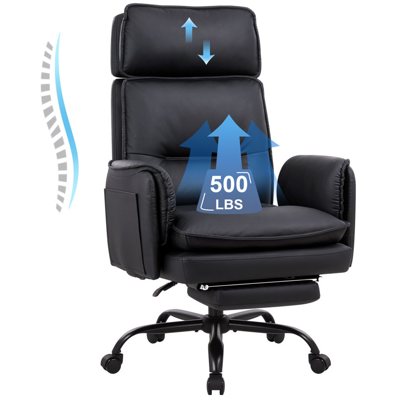 Office Chair with Headrest, Black