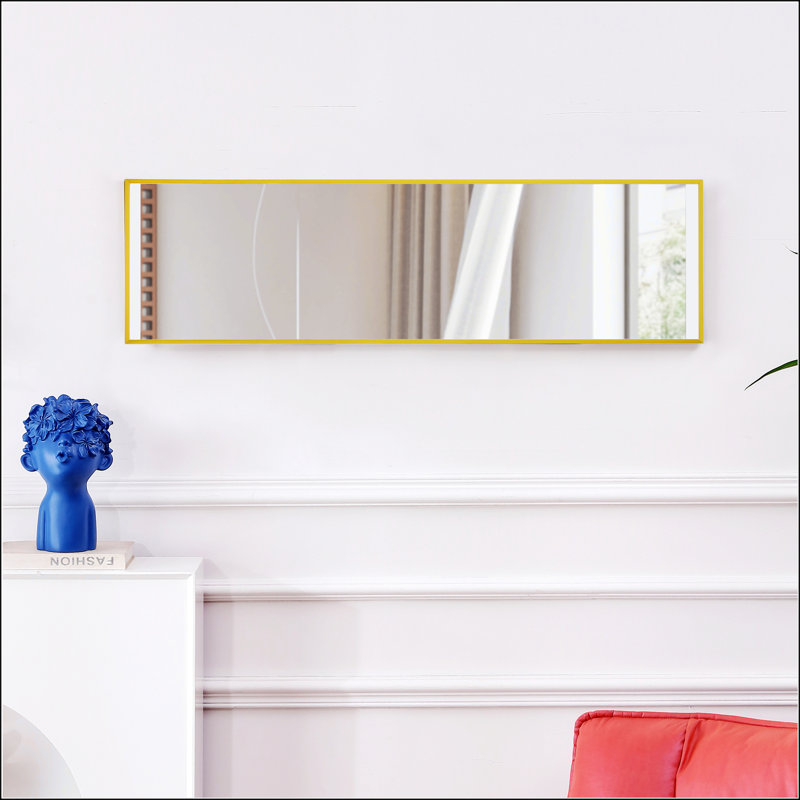 Miroir autoportant moderne en alliage d'aluminium Adamariz, Doré, 59 po x 15,7 po, Métal métal