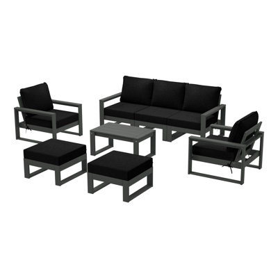 Patio Sectional 8-Piece Lounge Sofa Set With Gray Frame