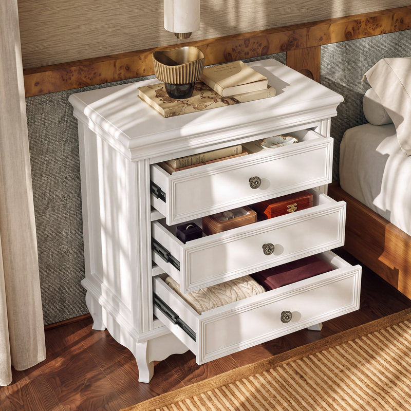 Table de chevet 3 tiroirs l 23,6 po Affinia (ensemble de 2), Blanc