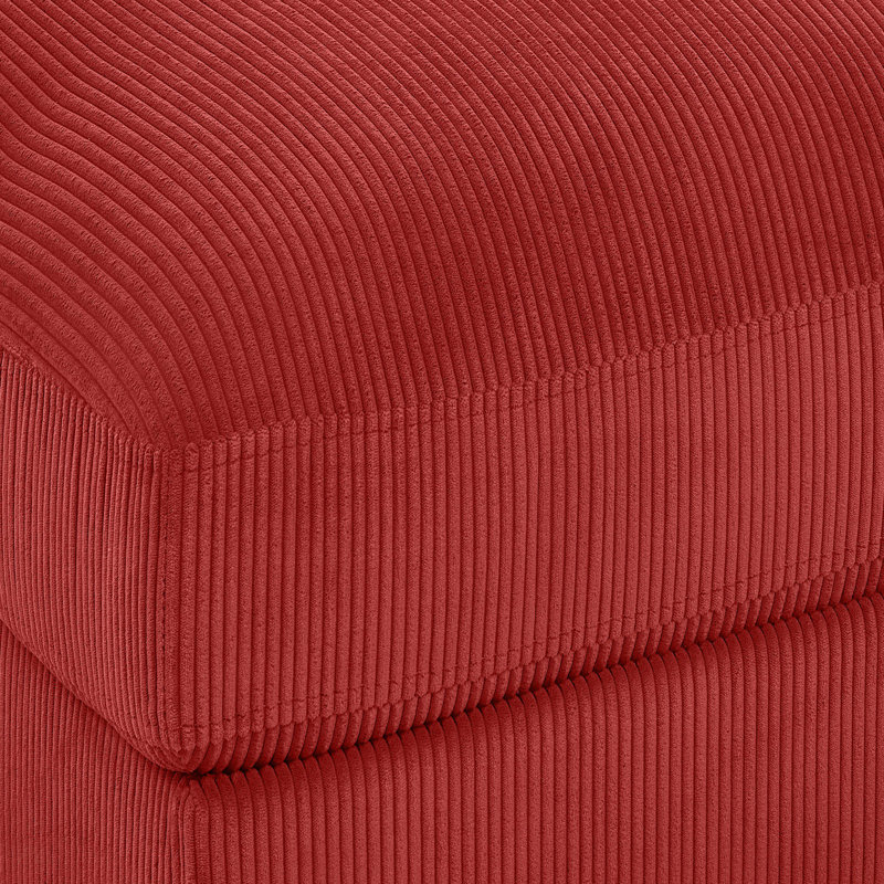 Repose-pieds rembourré en velours côtelé, Rouge