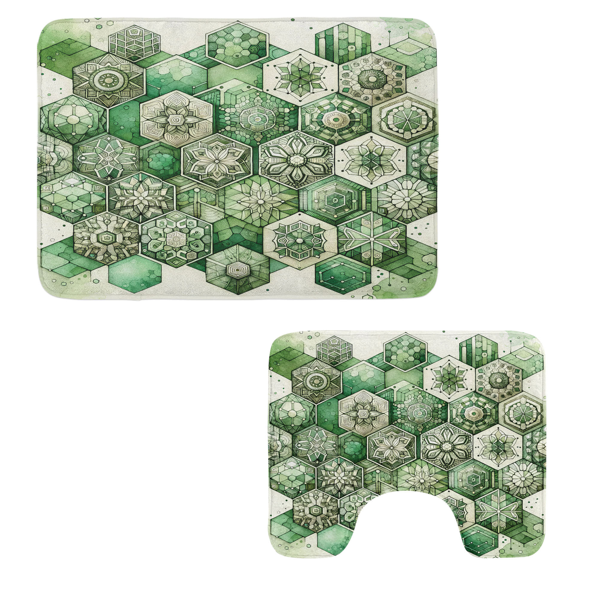 Fleur De Lis Living Oriental Bathroom Rug Set 2 Pieces Rectangle