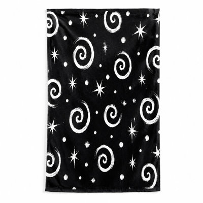 1 serviette de plage à motif d'étoile tourbillonnante noire, spirale artistique et microfibre design, idéale pour la natation, le voyage, le camping, les activités de plein air, unisexe