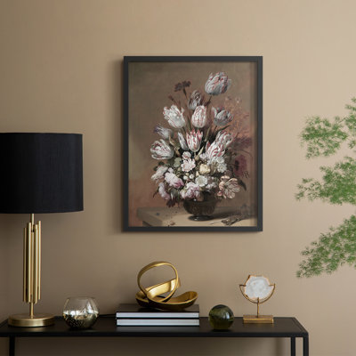 «Vintage Floral Print», reproduction encadrée en bois massif