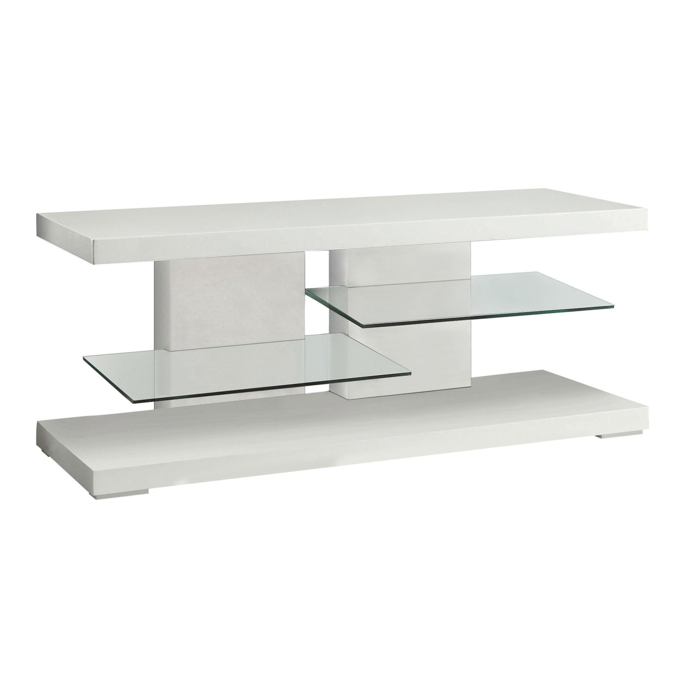 2-shelf Wood 47" TV Stand White High Gloss