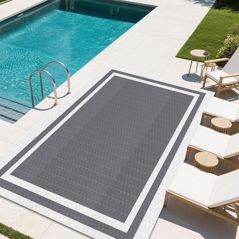 Tapis de camping durable et durable en gris avec tapis d'extérieur réversible imperméable, Rectangulaire 8 pi x 10 pi