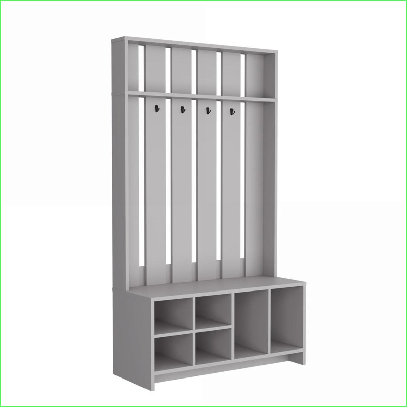 Arbre d'entrée avec 7 tablettes, gris fumé contemporain | Bois d'ingénierie | Gris