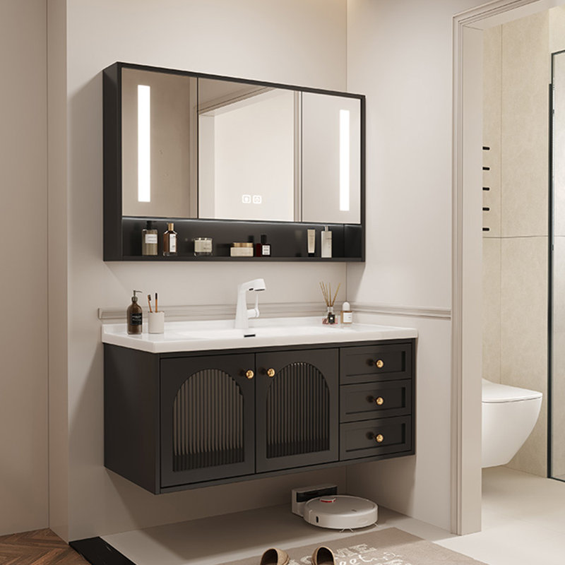 French style simple black bathroom cabinet