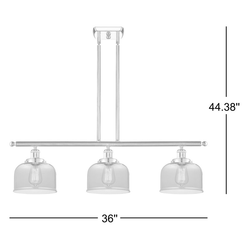 HamLake 3-Light Dimmable Island Linear Pendant, LED, Polished Chrome, Plated Smoke