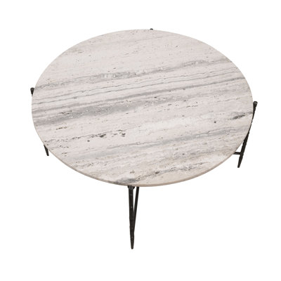 White Marble Topped Round Coffee Table_Cocktail Table With Iron Legs