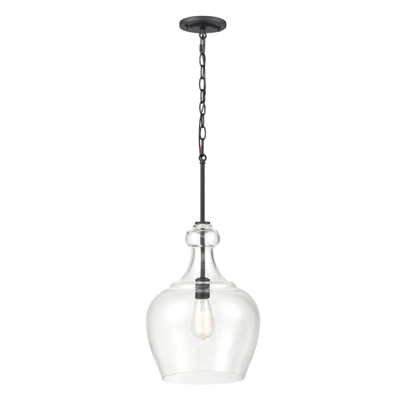 1 lumière 12 po Luminaire suspendu moderne en or, Noir mat