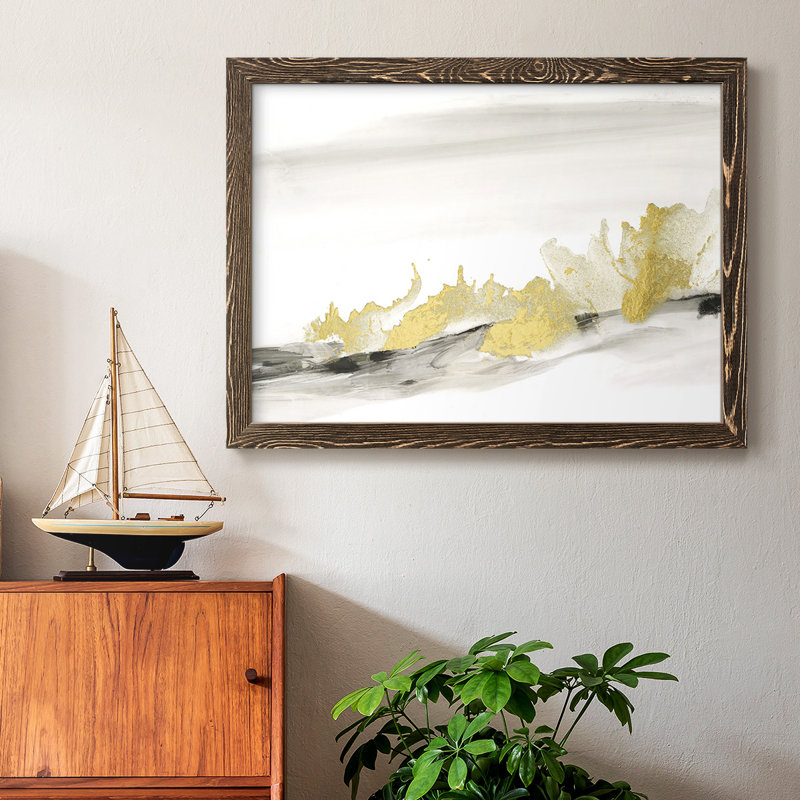 Or sur l'horizon II - Toile tendue avec châssis rustique, Noyer, H 18 po x l 26 po x P 1,5 po