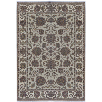 Tapis chameau et crème noué à la main de haute qualité