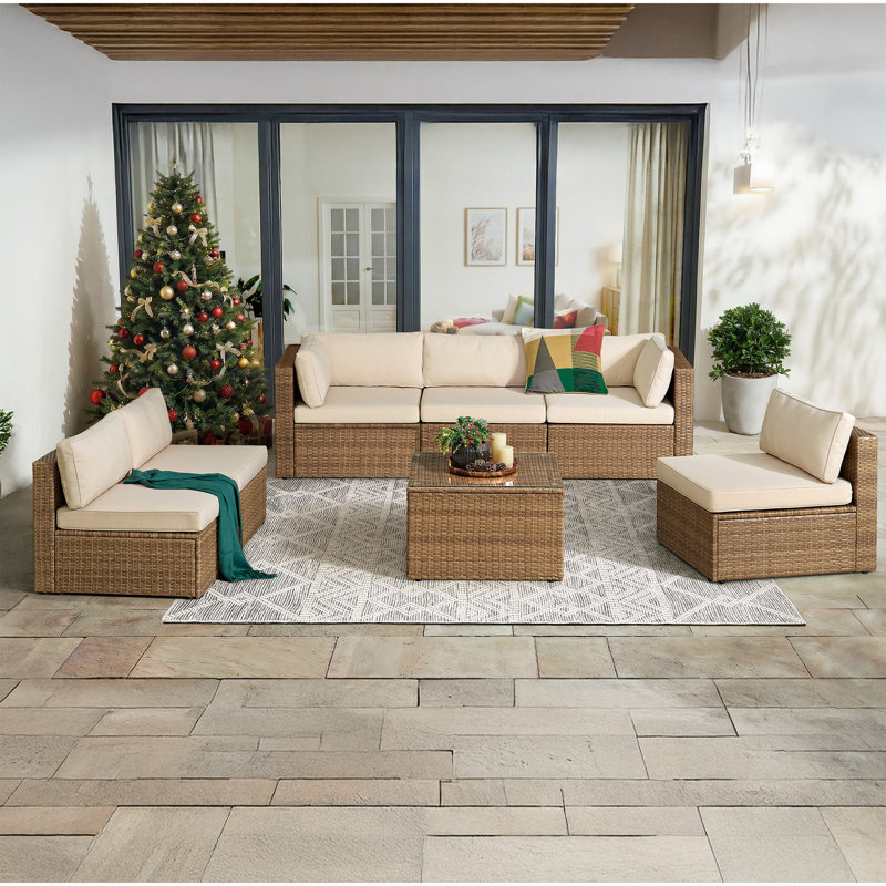 Furniture Ensemble de mobilier d'extérieur modulaire d'extérieur 7 pièces Montara