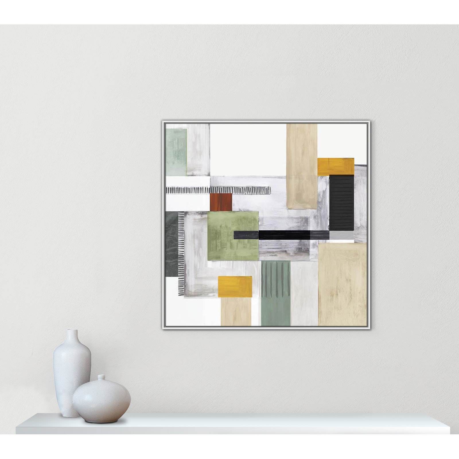 Playful Blocks Print, 41.5" H x 41.5" W x 2" D, White Floater Framed