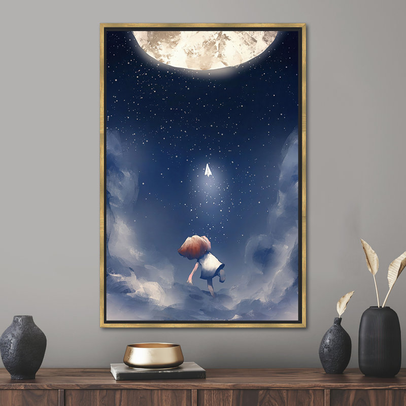 Starry Skye Childernal Dreams - Décoration murale toile artistique pour chambre d'enfant, H 37 po x l 26 po, Doré