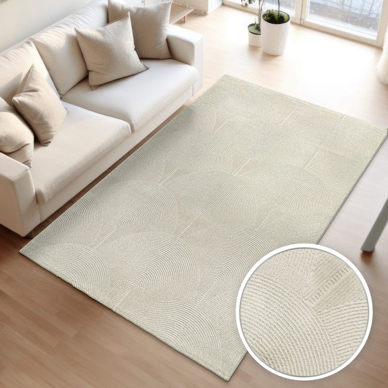Minimalist Area Rug with Arched Lines, Rectangle 5'3" x 7'3"