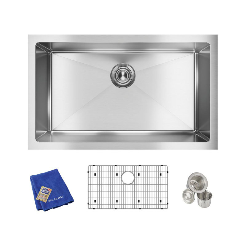 Crosstown 16 Gauge 31" L x 19" W Undermount Kitchen Sink Kit