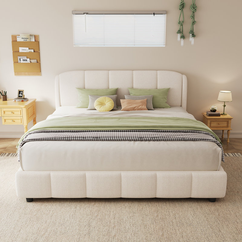 Mayson Upholstered Bed Frame, King, White