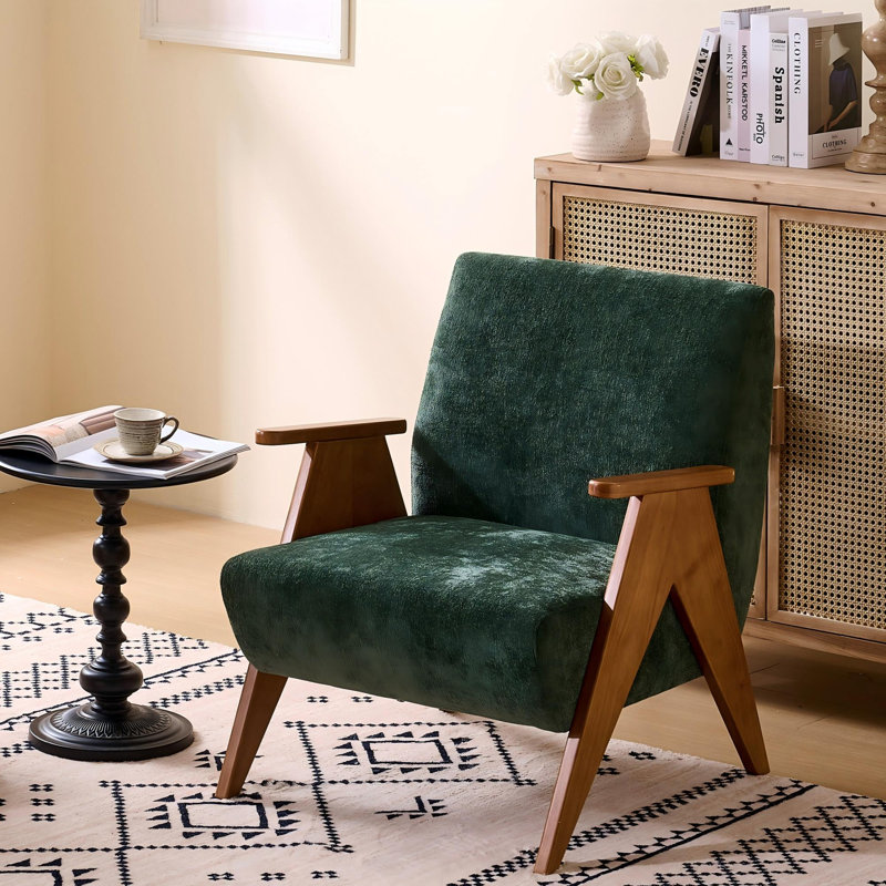Upholstered Chenille Armchair, Green