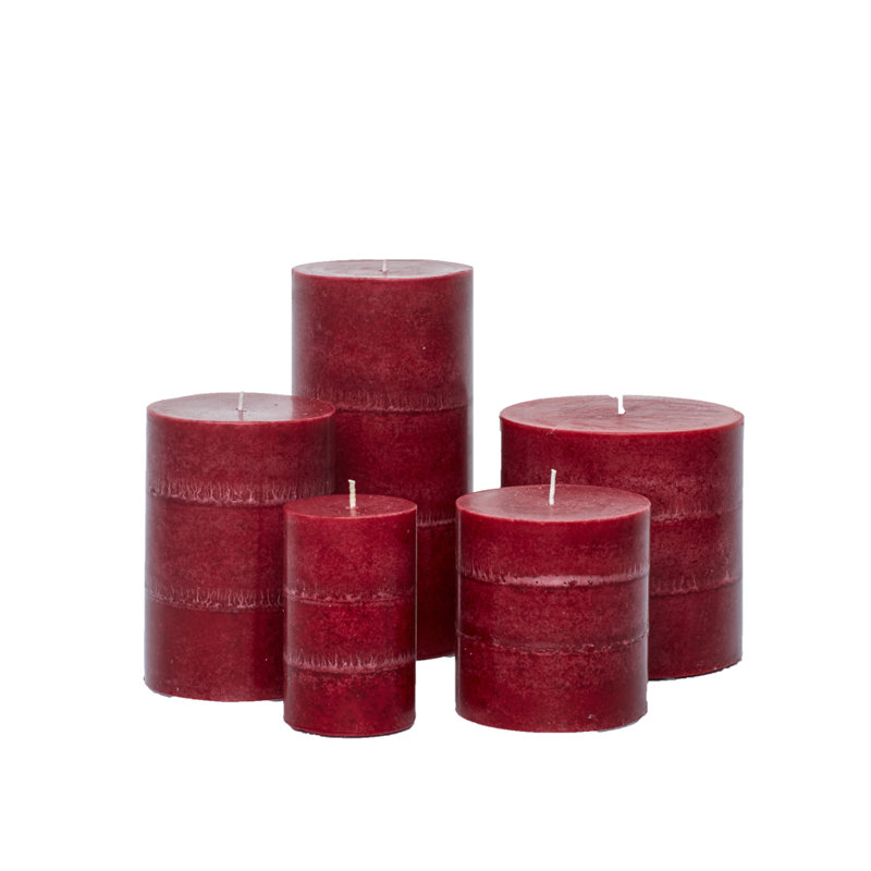Bougies piliers rouges parfumées à la main, H 4 po x l 3 po x P 3 po