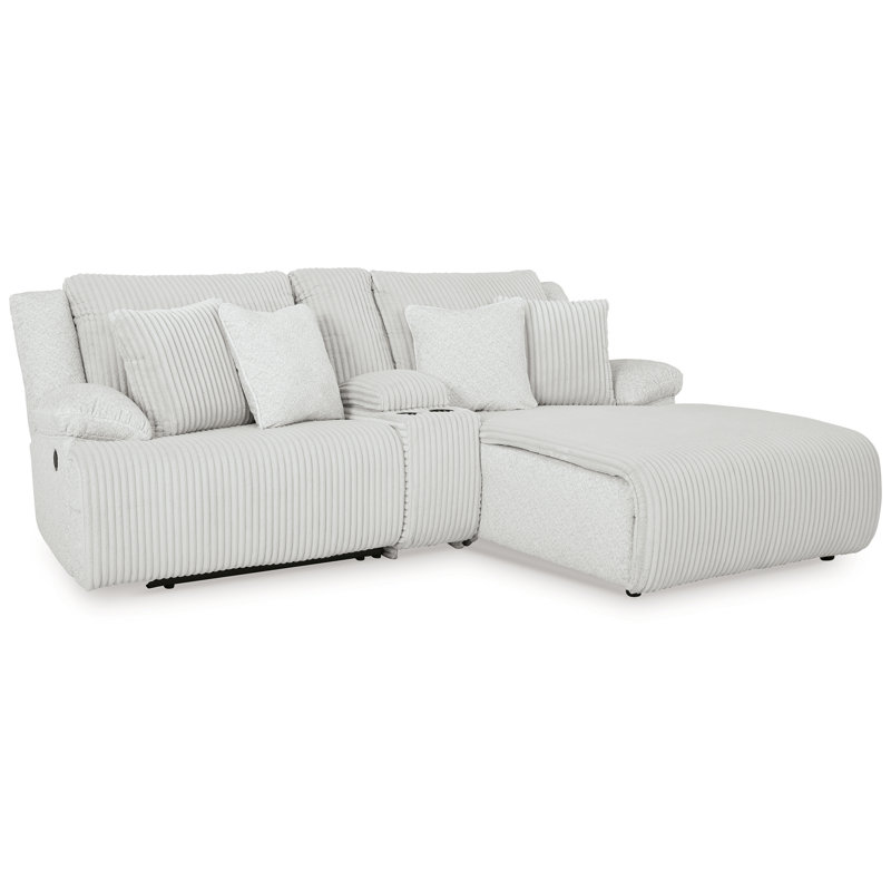Canapé modulaire inclinable 3 pièces avec méridienne, Orienté à droite, Polyester blanc