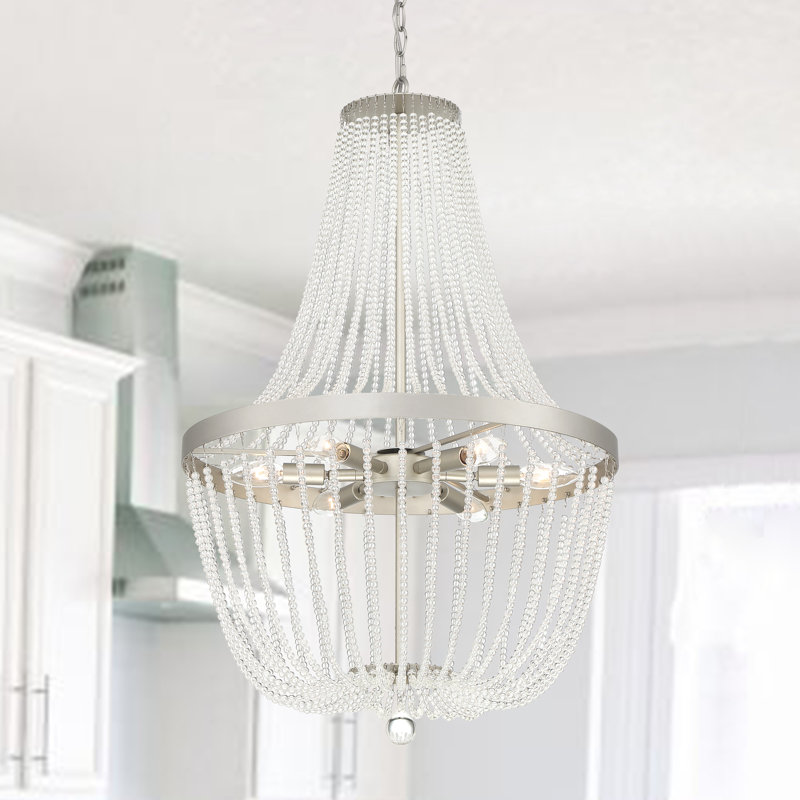 Lustre empire unique à 6 lumières avec accents perlés