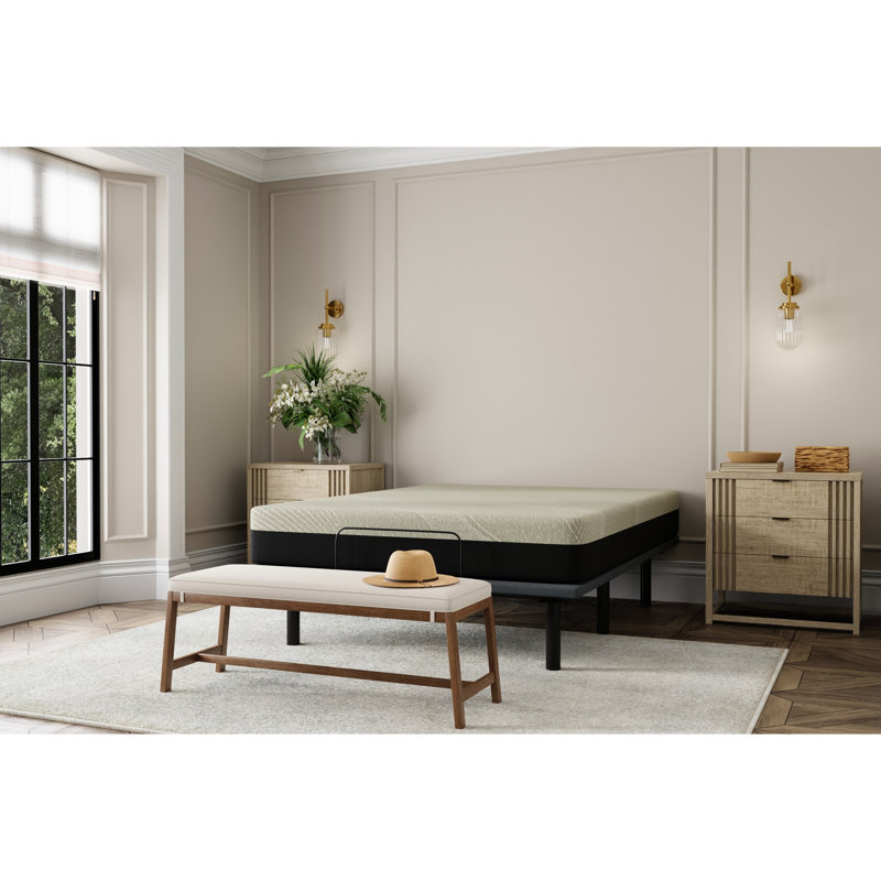 Matelas de 12 po pour grand lit, mousse viscoélastique imprégnée de gel avec dessus serré, 3 po Mousse alvéolée, support pour disque dur, housse à fermeture éclair, grand lit noir et gris