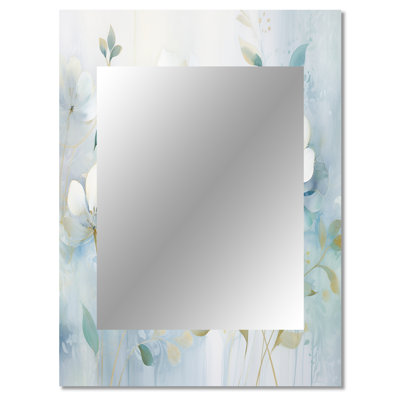 Blue Botanical Rhythms I - Botanicals Mirror, Blue Unique Wall Mirror, Printed Metal Art