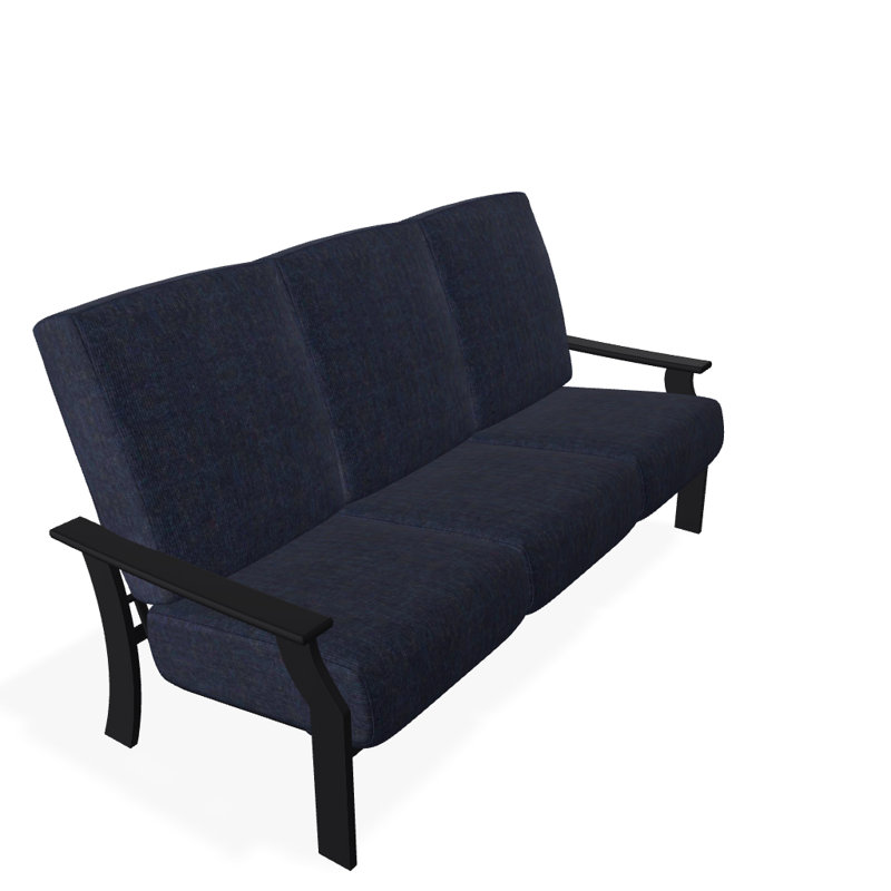 St. Catherine 74'' Wide Patio Sofa with Cushions, Spectrum Indigo Sunbrella®, Black