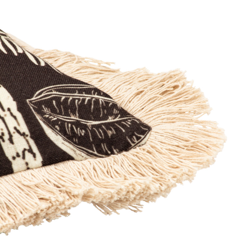 Colonial Palm Floral Square Cushion, Espresso