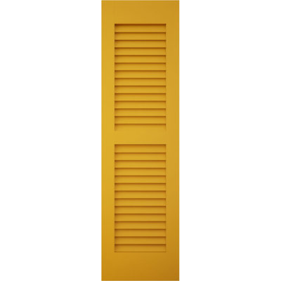 15"W x 84"H Americraft Two Equal Louver Exterior Real Wood Shutters (Per Pair), w/ Aluminum Shutter Caps, Peaceful Blue