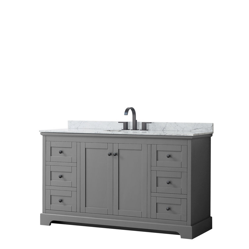 Ensemble de meuble-lavabo simple 60 po Avery, Blanc, Or brossé