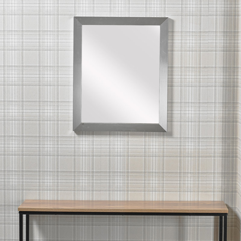Aspasius Wood Flat Wall Mirror, Silver