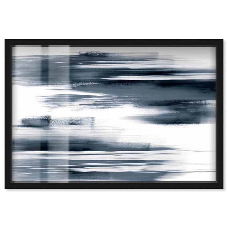 «Blue Mirage II Shadowbox», art mural bleu par Art Remedy, H 17 po x l 25 po, Noir