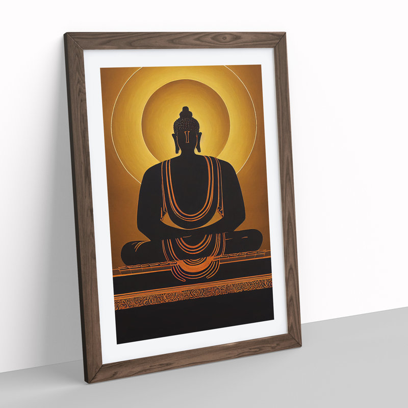 XV1022-4197X Striking Buddha - Single Picture Frame Print, Walnut, 46cm H x 34cm W x 2cm D