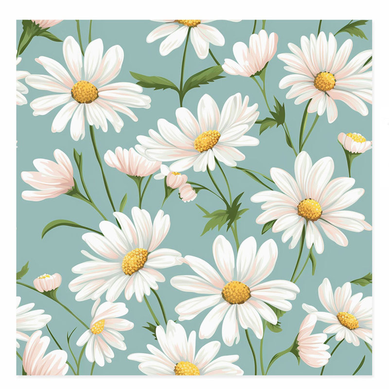 «Floral Daisy Flowers X III», reproduction d'art moderne sans cadre, H 16 po x l 16 po
