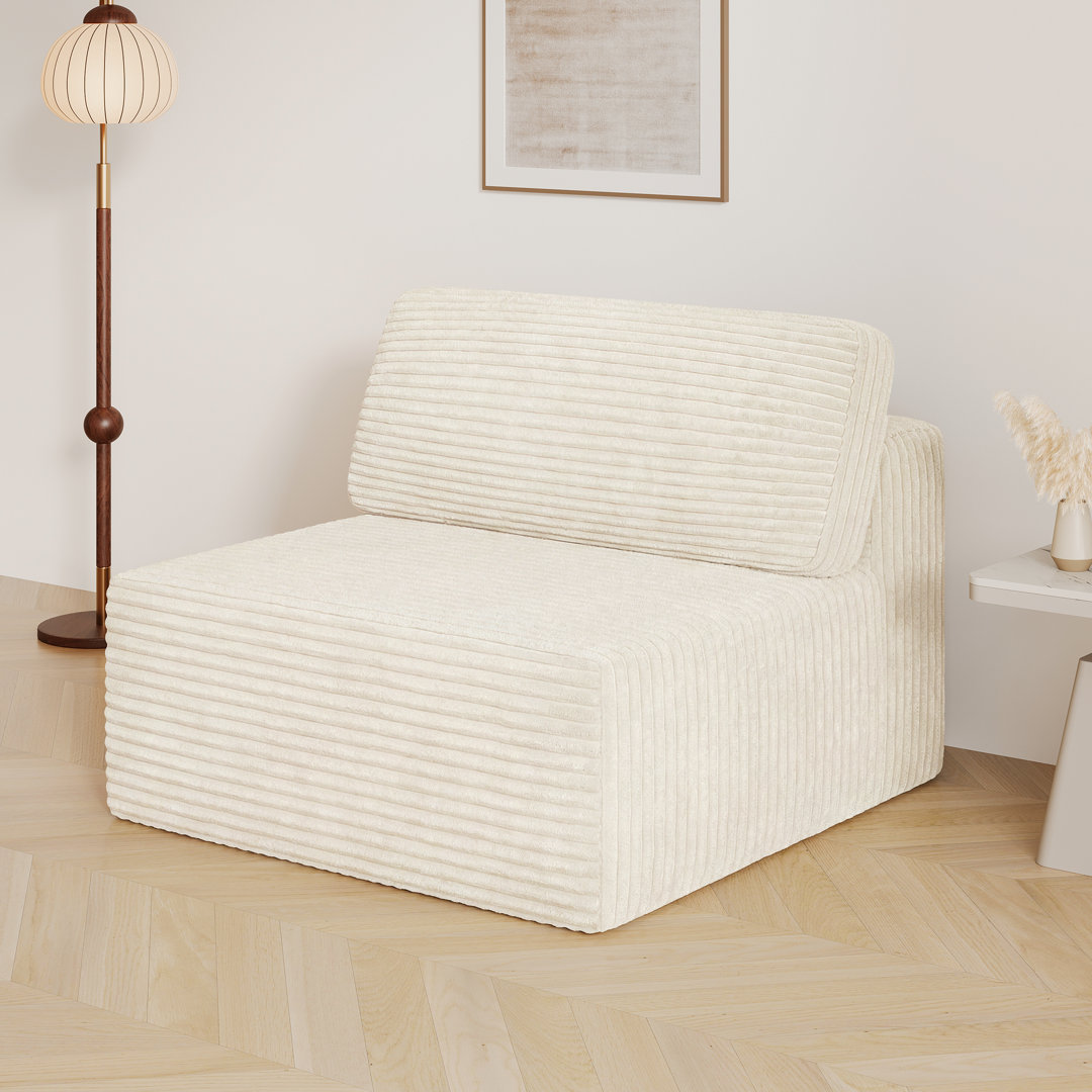 Modular Corduroy 101cm Compression Armless Accent Chair, No Assembly Required Single Sofa With High Rebound Dual-support Sponge