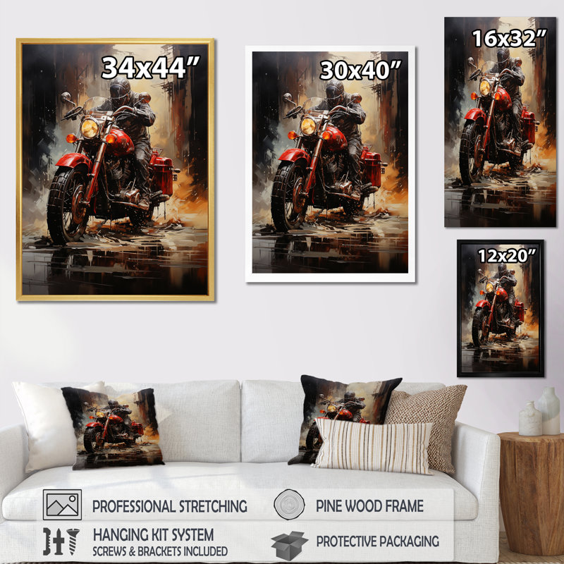 Crimson Thunder Red Dirt Bike II, Cadre flottant noir, H 32 po x l 24 po x P 1 po