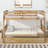 Everwyn Twin Over Twin Rubber Wood Bunk Bed with Trundle, Convertible to 2 Twin Beds, Natural-115684372