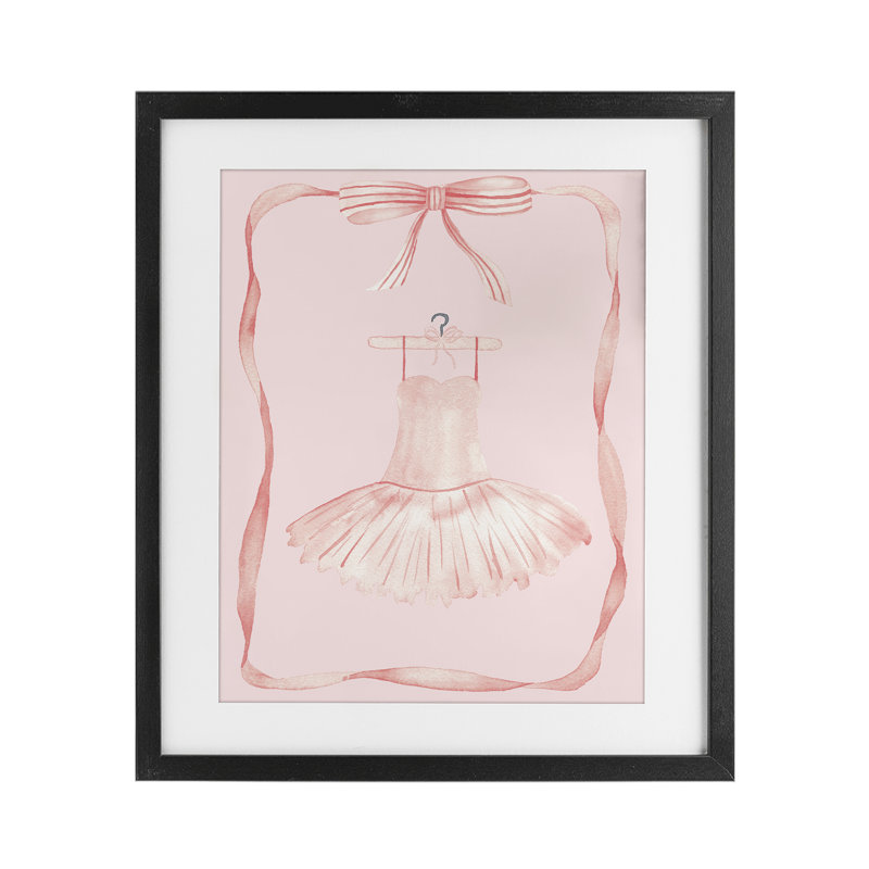 «Ballet Dress on Hanger», reproduction encadrée sous verre, conception de Nina Jacobs, H 16 po x l 13 po, Cadre noir minuit