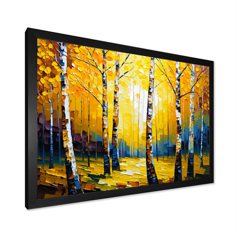 Golden Birch Woods I - reproduction sur toile, H 30 po x l 40 po x P 1,5 po, Cadre noir