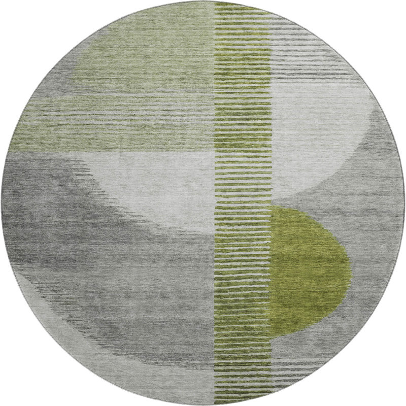 Premium Machine Washable Ansley Geometric Rug, Round 8'